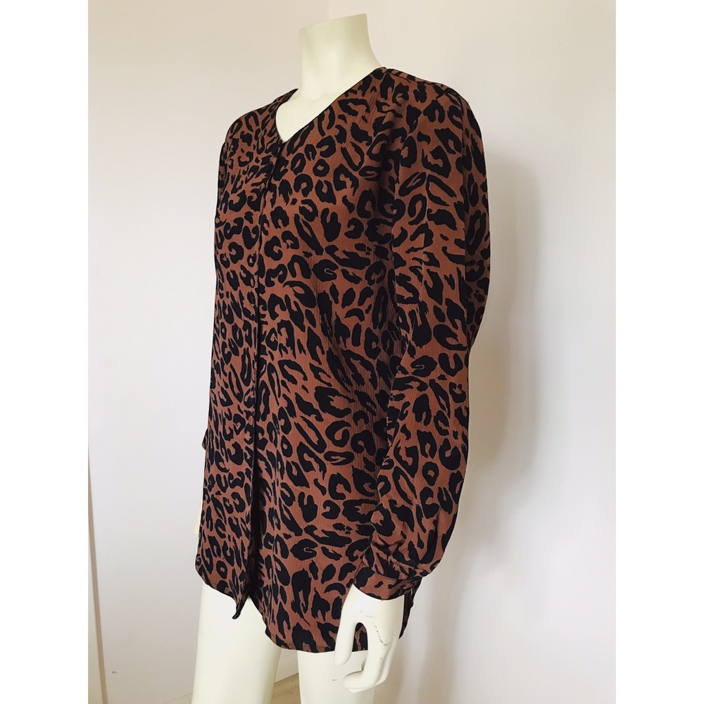 Vintage Leopard Print Button Up Oversized Blouse - image 3